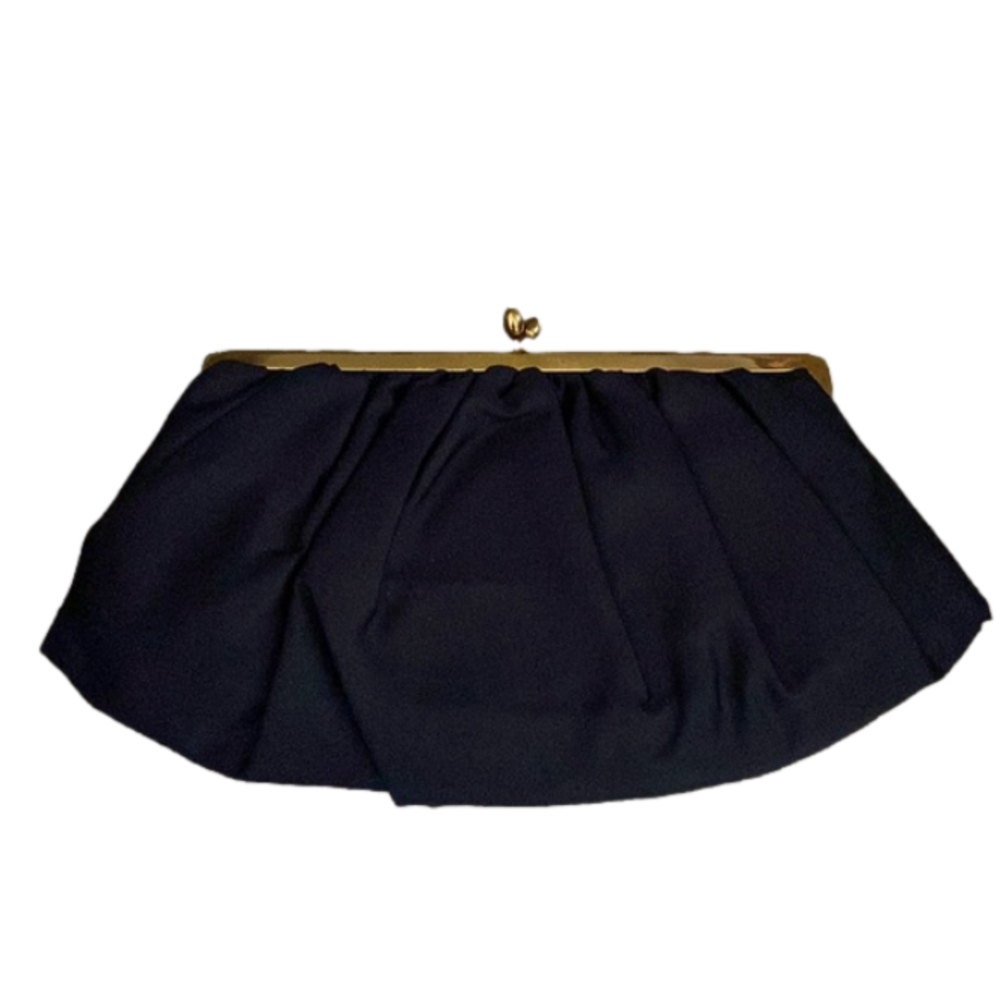 Ingber Vintage Clutch Purse Bag Kiss Closure Black USA